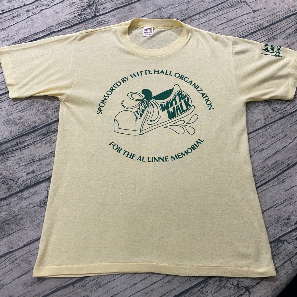 Sportswear Mens M Vtg 70s Memorial Sneaker Shoes Paper Thin T-Shirt Witte Hall